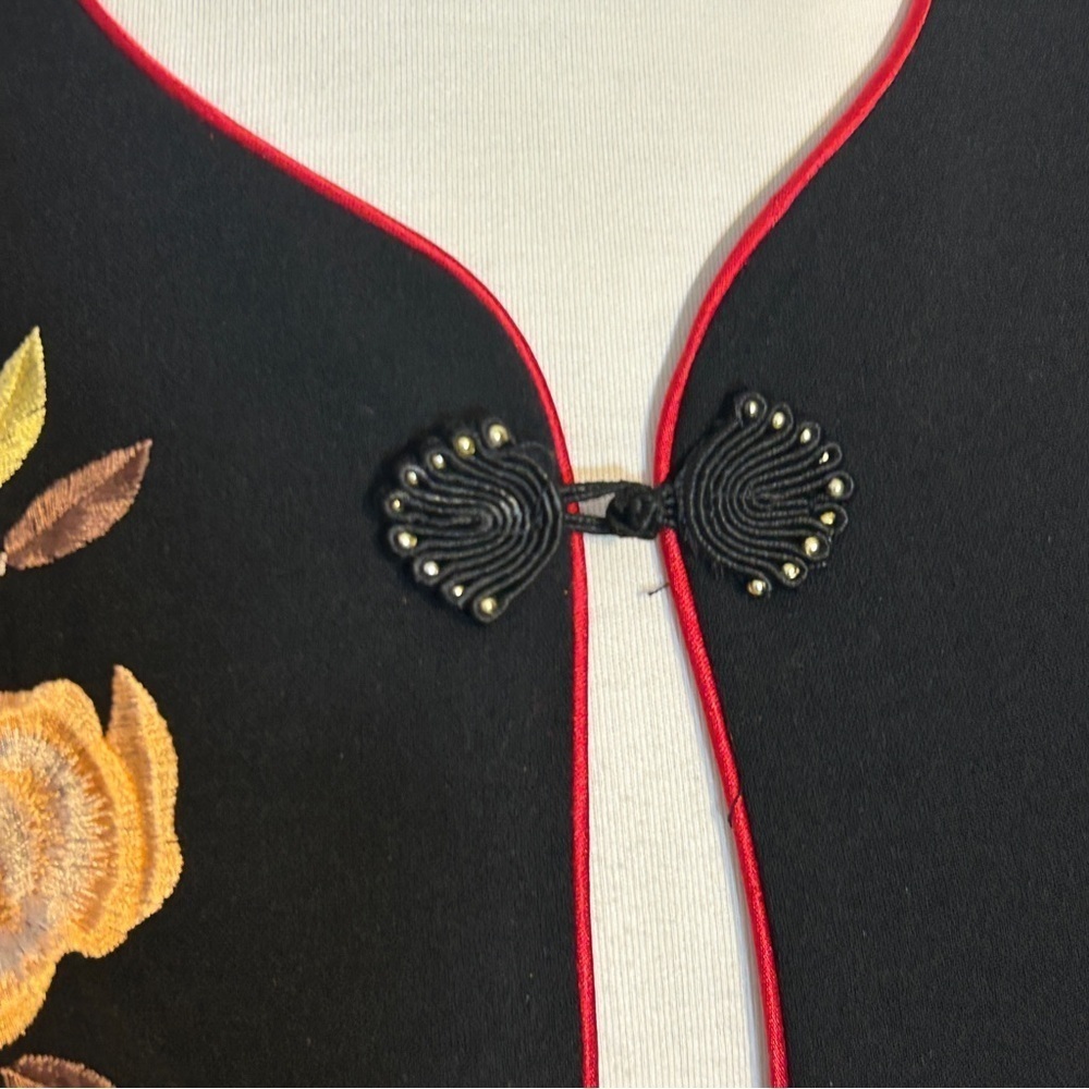 Black Flowered Jacket Vintage Size L/Xl - Picture 3 of 10